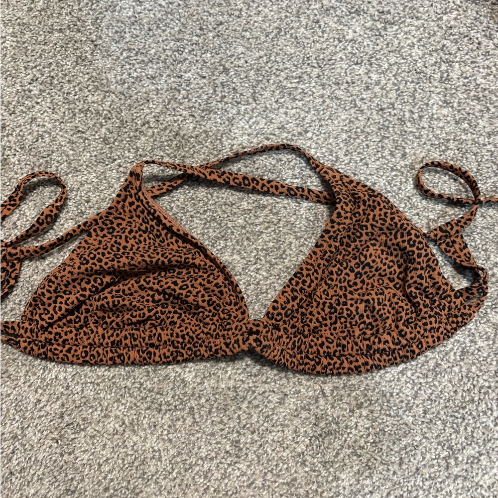 Xhilaration Leopard Print Triangle Bikini Top